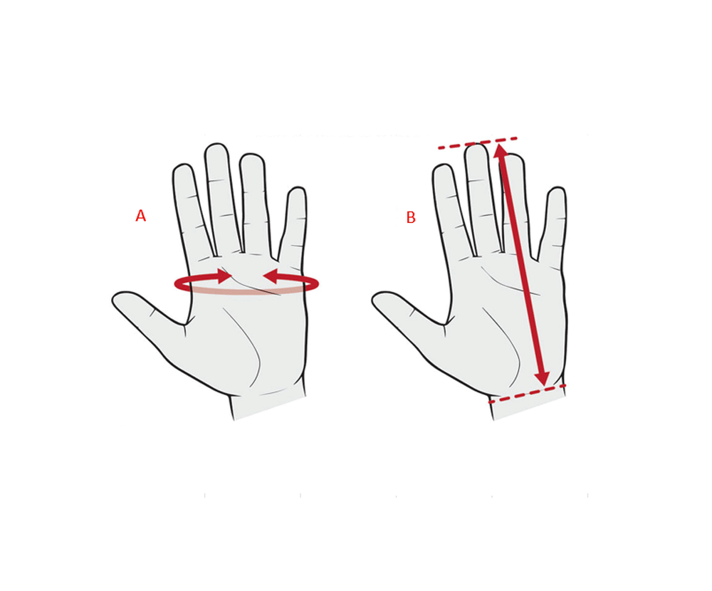 Glove size guide measuring