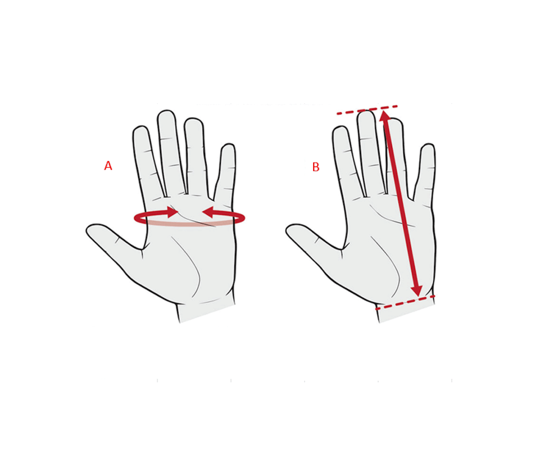 Glove size guide measuring